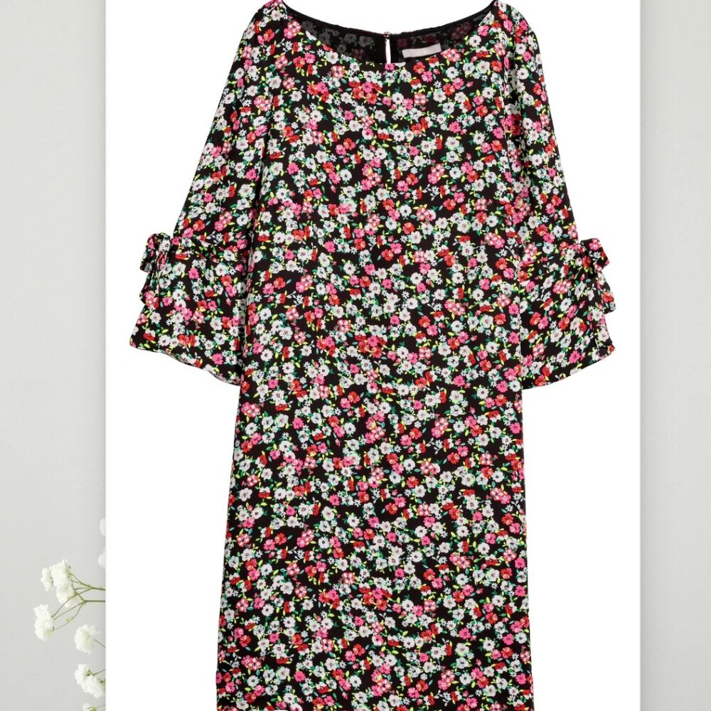 Black/Floral Satin Dress
